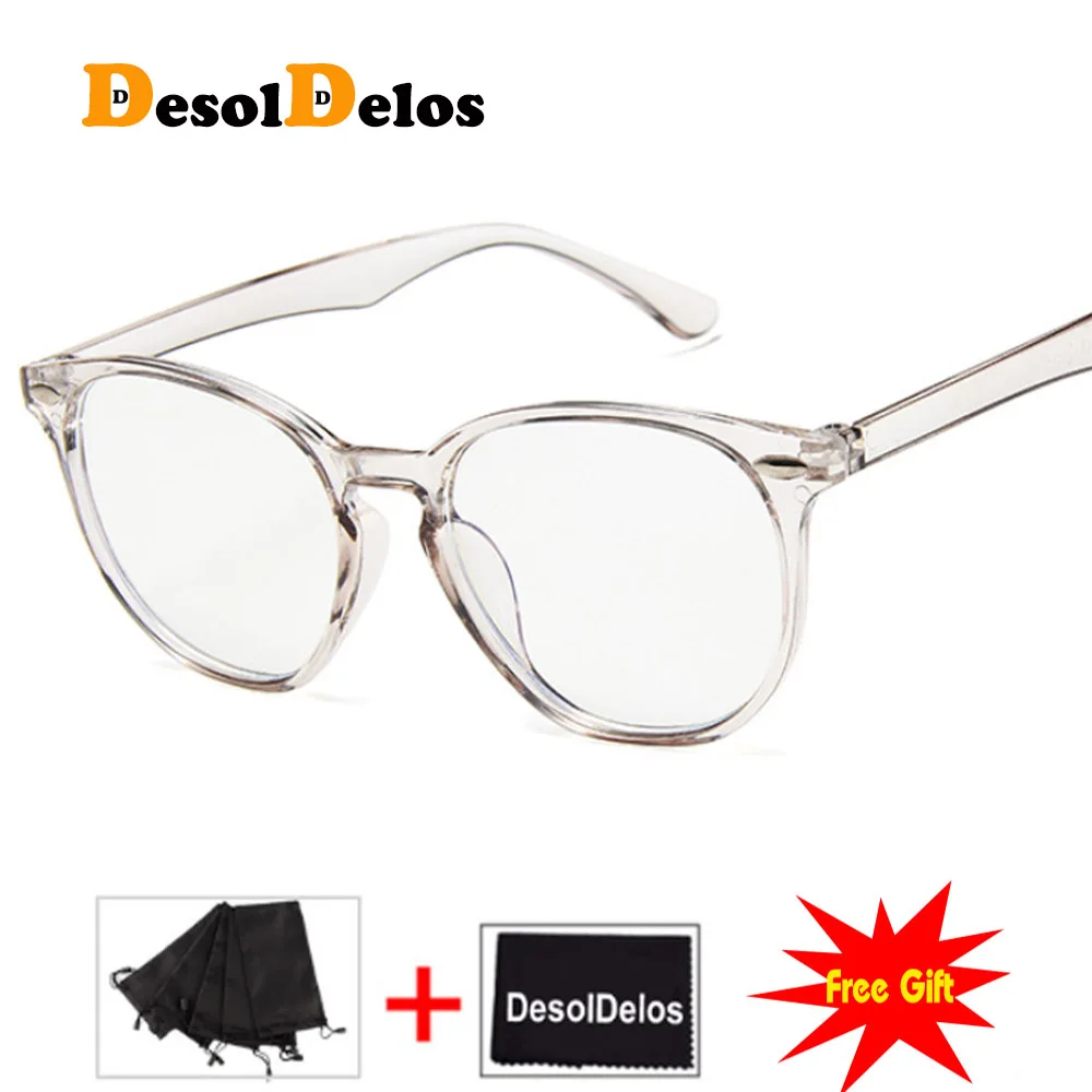 2019 Women Glasses Frame Men Anti Blue Light Eyeglasses Frame Vintage Round Clear Lens Glasses Optical Spectacle Frame