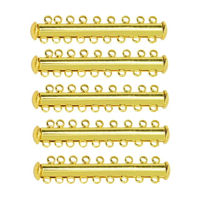 5 Sets Gold Plated Multi Strand Slide Clasps Fit Necklaces