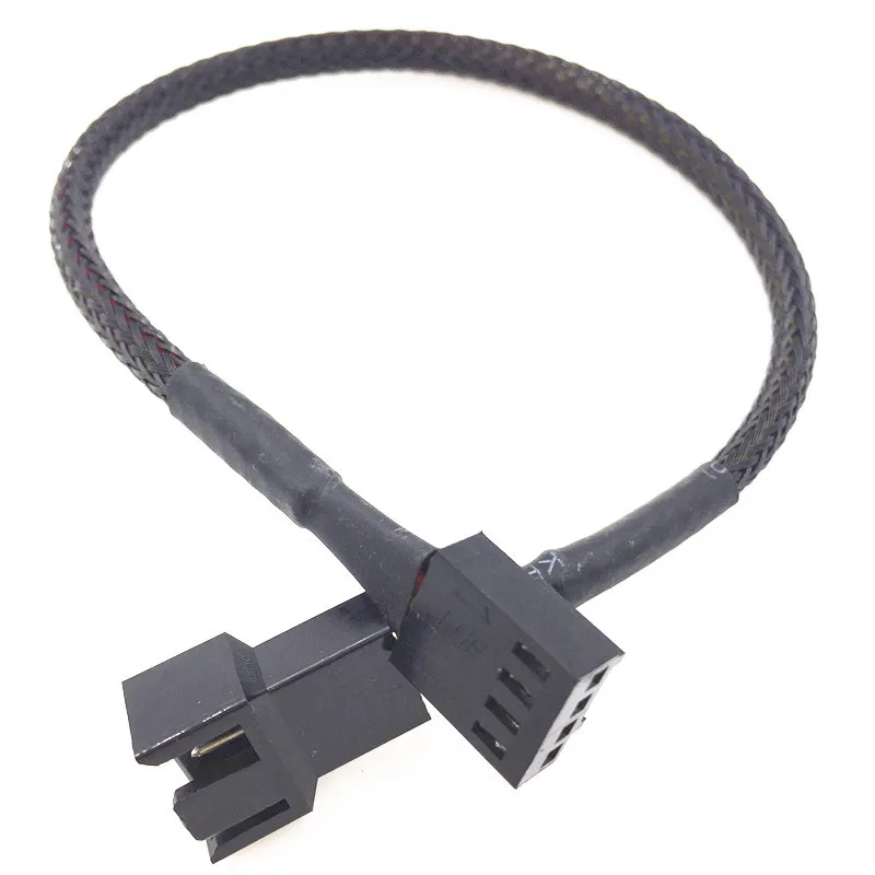 1x Black 30cm 3pin Male To Female Power Extension Lengthen Cable For PC Case Fan