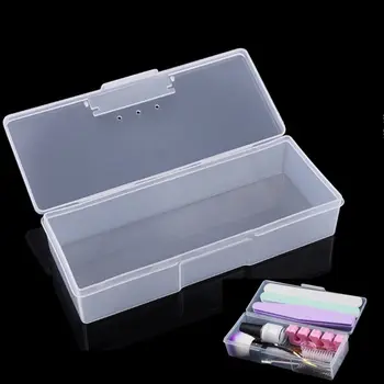 

1Pc Nail Art Sanding Buffer Files Brush Accessories Tools Storage Case Plastic Clear Empty Container Organizer Box 19*7.5*3.8 cm