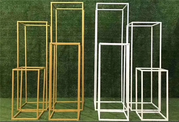 Свадебные креативные геометрические дорожные свинцовые арки, Декоративные искусственные цветы из кованого металла, железные квадратные блоки, вечерние подставки для цветов