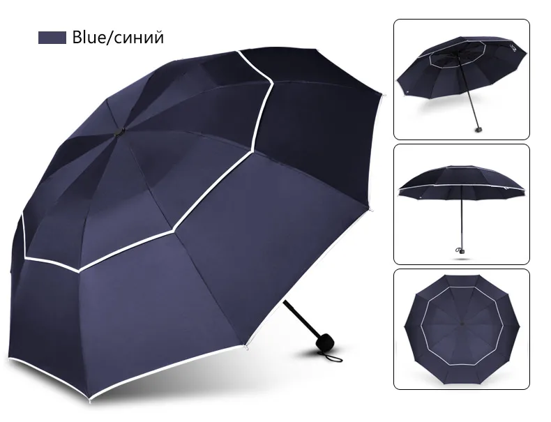 110 см Большой качественный Зонт от дождя женский мужской ветрозащитный зонт деловой мужской женский классический 3 складной большой зонт уличный зонт