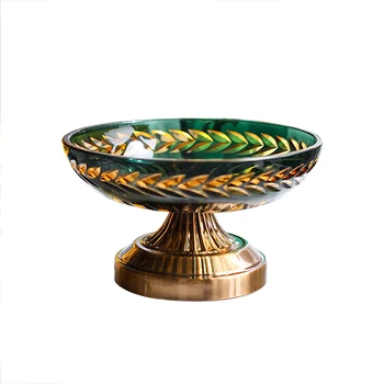 

Europe Creative High-legged fruit plate Luxurious Glass Dessert Plates Sample room tea table fruit plate Wedding Or Party Plates