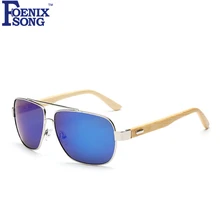 FOENIXSONG Marca Nuevas gafas de Sol Unisex Marco de Madera Del Grano de Los Hombres Piloto Gafas de Sol de Las Mujeres Aviador Gafas de Sol Mujer Gafas UV400