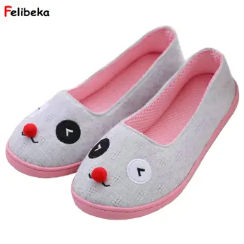 

FELIBEKE Spring/Autumn/summer Cute simple bow breathable slip Nordic indoor slippers mute woman bedroom shoes at home pink/gray