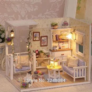 

New 1 Set DIY Doll House Miniature Wooden Dollhouse Miniaturas Furniture Toy House Doll Craft Figurine Toys For Gift Home Decor