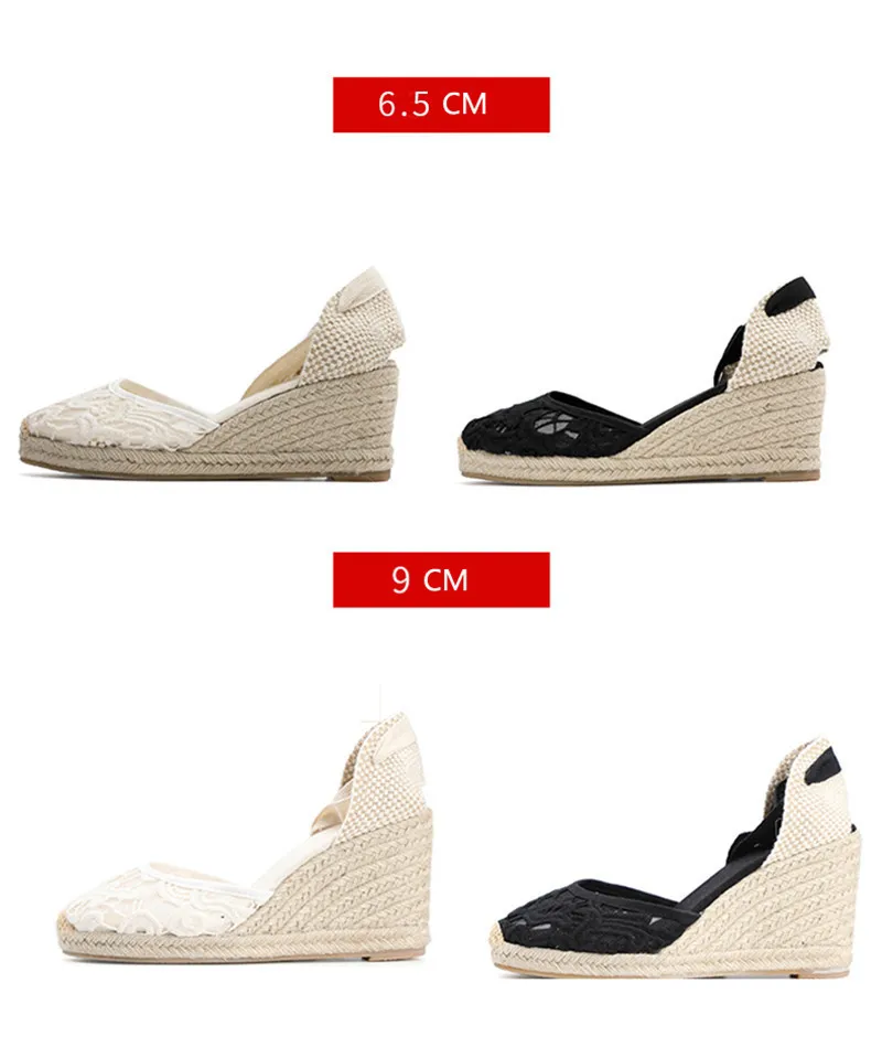 New Summer Women's Espadrilles Sandals Sexy Lace Shoes Woman 6.5CM9CM High-Heeled Platfroms Casual Wedges For Women High Heels (12)