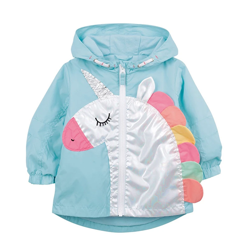 

New Baby Girls Trench Coat Cartoon Unicorn Boys Hooded Jackets Kids Windbreakers Coat Spring Autumn Jackets For Children Coat