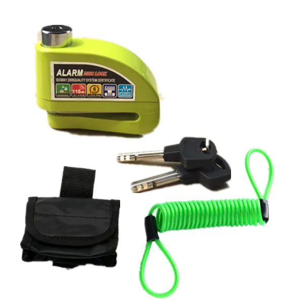 Online Envío Gratis cierre alarma motocicleta a prueba de agua bloqueo antirrobo de seguridad Bloqueo de freno de disco de moto + bolsa + cuerda de recordatorio