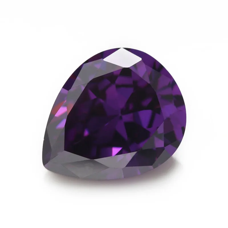10 шт 2x3-13x18mm AAAAA груша CZ камень Золотой желтый, фиолетовый, розовый синтетический кубический цирконий камень свободный - Цвет: Purple