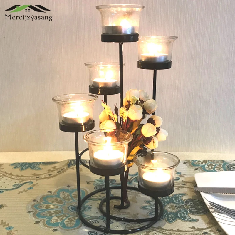 

Candle Holder Table Metal Candlestick Geometric Retro Candle Holders Romantic for Wedding/Dinner Decoration Candelabra GZT086