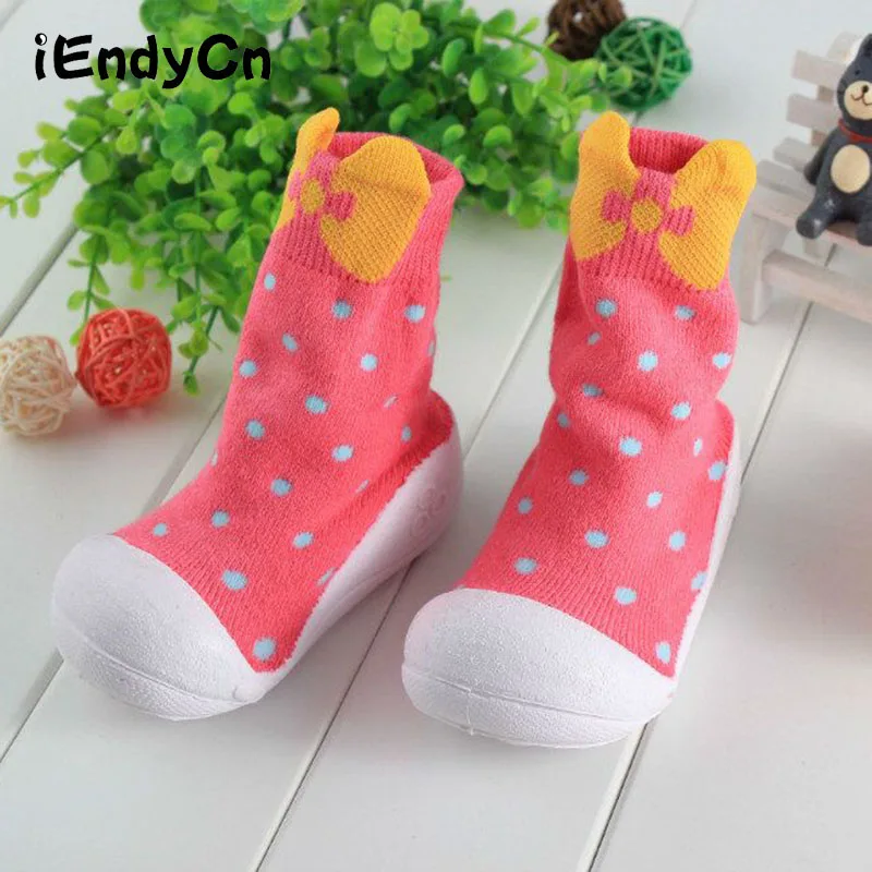Newborn Baby Shoes Girls Baby Floor Socks With Rubber Soles Cotton Non