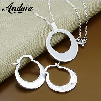 

2019 New Jewelry Sets 925 Sterling Silver Fashion Moon Pendant Necklace Earrings for Women Jewelry Gift