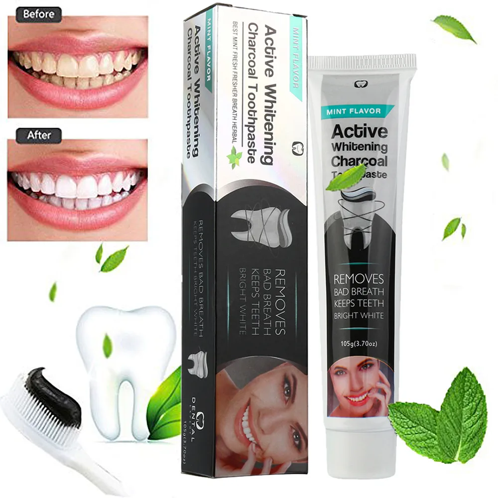Activated Charcoal Teeth Whitening Toothpaste Natural Black Mint Flavor