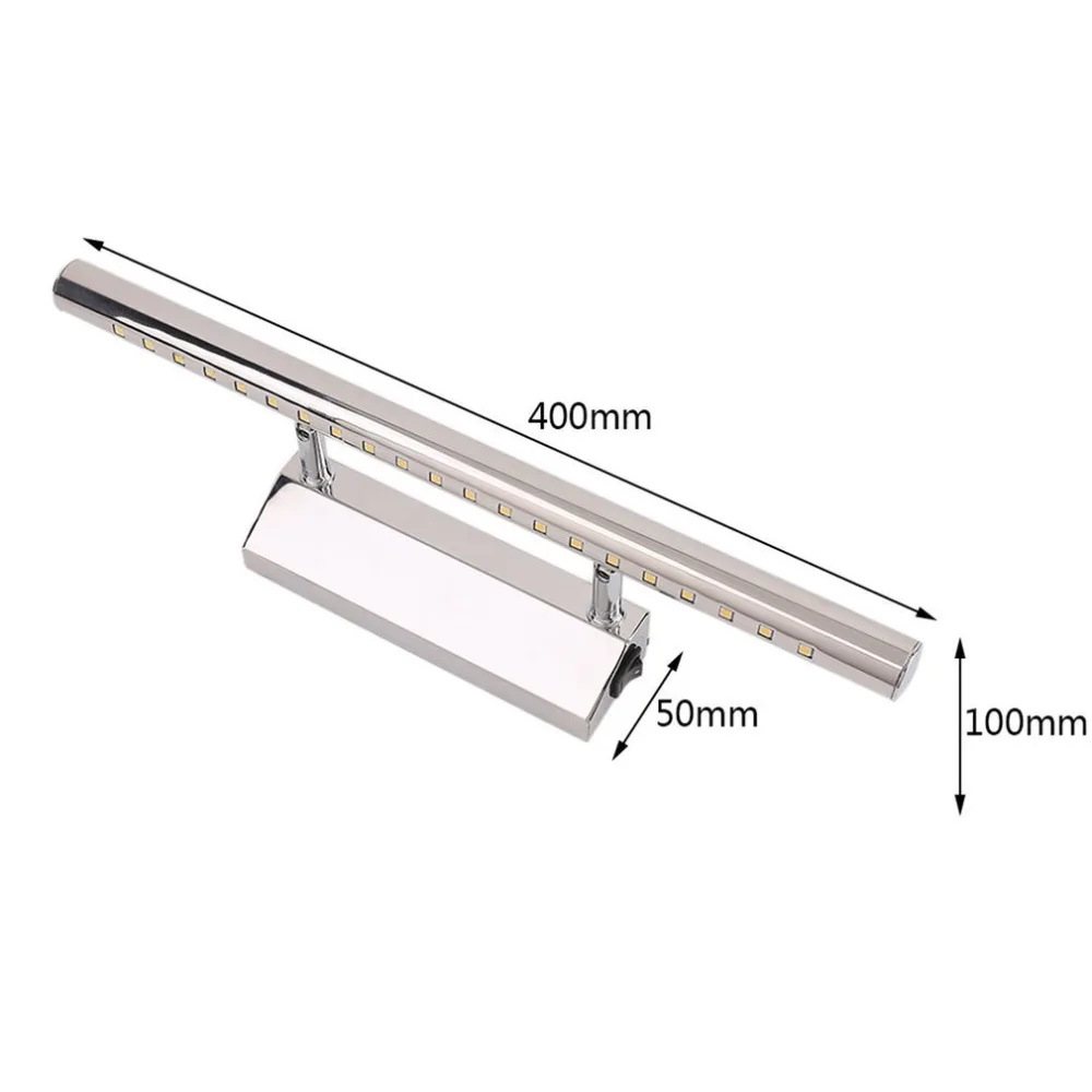 

2PCS 7W LED Mirror Lamp Stainless Steel Wall Mounted Rotatable Waterproof SMD5050 Practical For Bathroom Bedroom With Switch