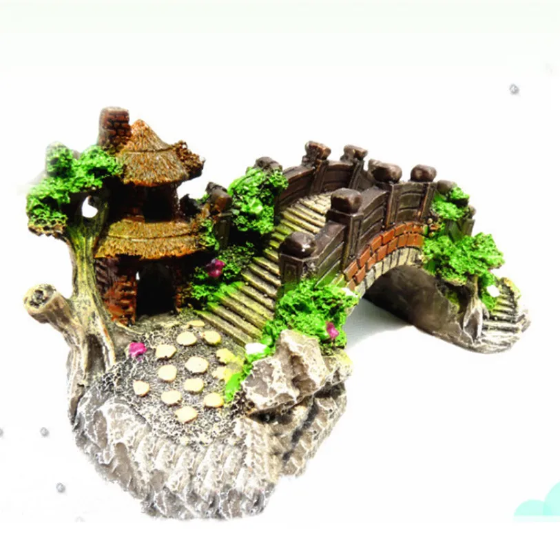 Mountain View Aquarium Rockery Hiding Cave Tree Fish Tank Ornament Decoration Creative Underwater Bridge Landscape noMC7 (4)
