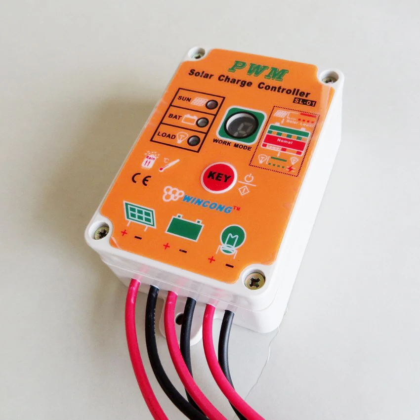 

Hot Sale 10A 12V 24V Solar system lamps controller ip67 Waterproof garden lights controller