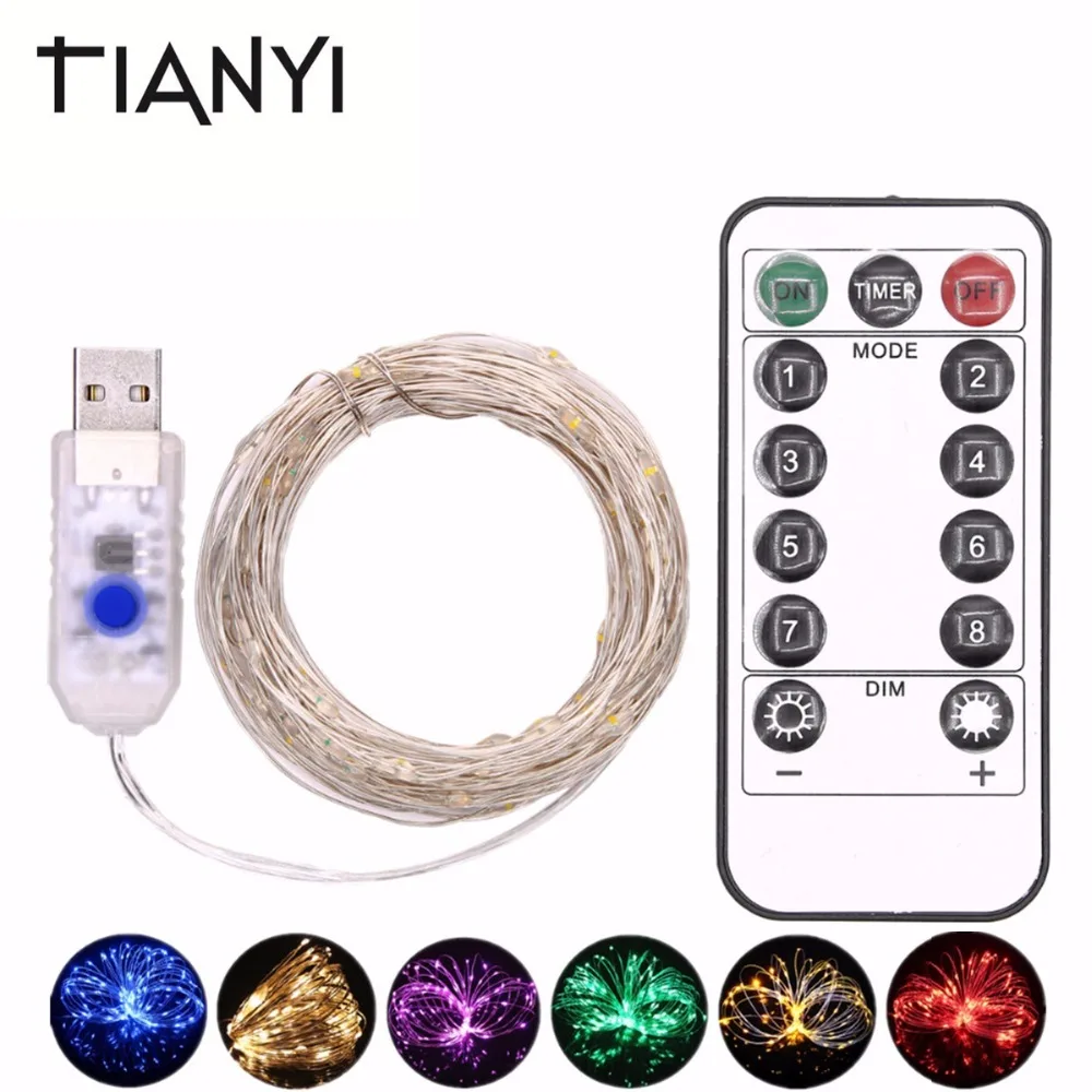 

Fairy LED String Light Waterproof 10M 100LED USB 5V LED Holiday Lights add RF13Key Remote For Christmas Wedding Party Decoration