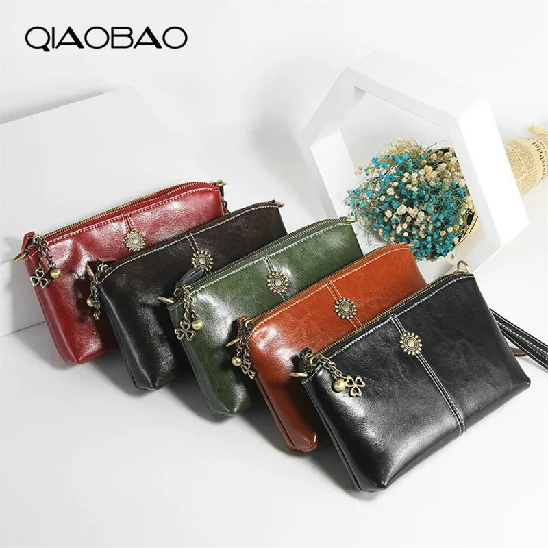 

QIAOBAO Women 100% Cowhide Leather Design Crossbody Bag Girls Shoulder Bag Female Small Flap Handbags
