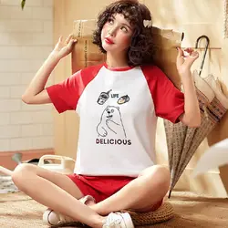 Пижамы женские новые модные женские повседневные шорты с героями мультфильмов футболка с коротким рукавом Ночное белье Комплект летняя