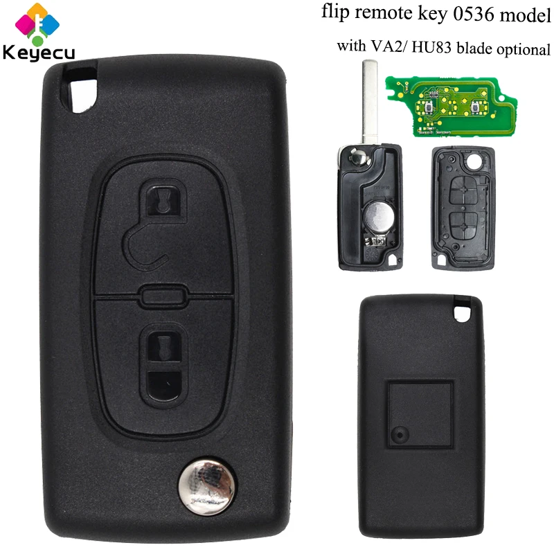 

KEYECU Replacement Flip Remote Control Car Key - 2 Buttons & 433MHz & ID46 Chip - FOB for Peugeot 307 Model: 0536 Up To 20110416
