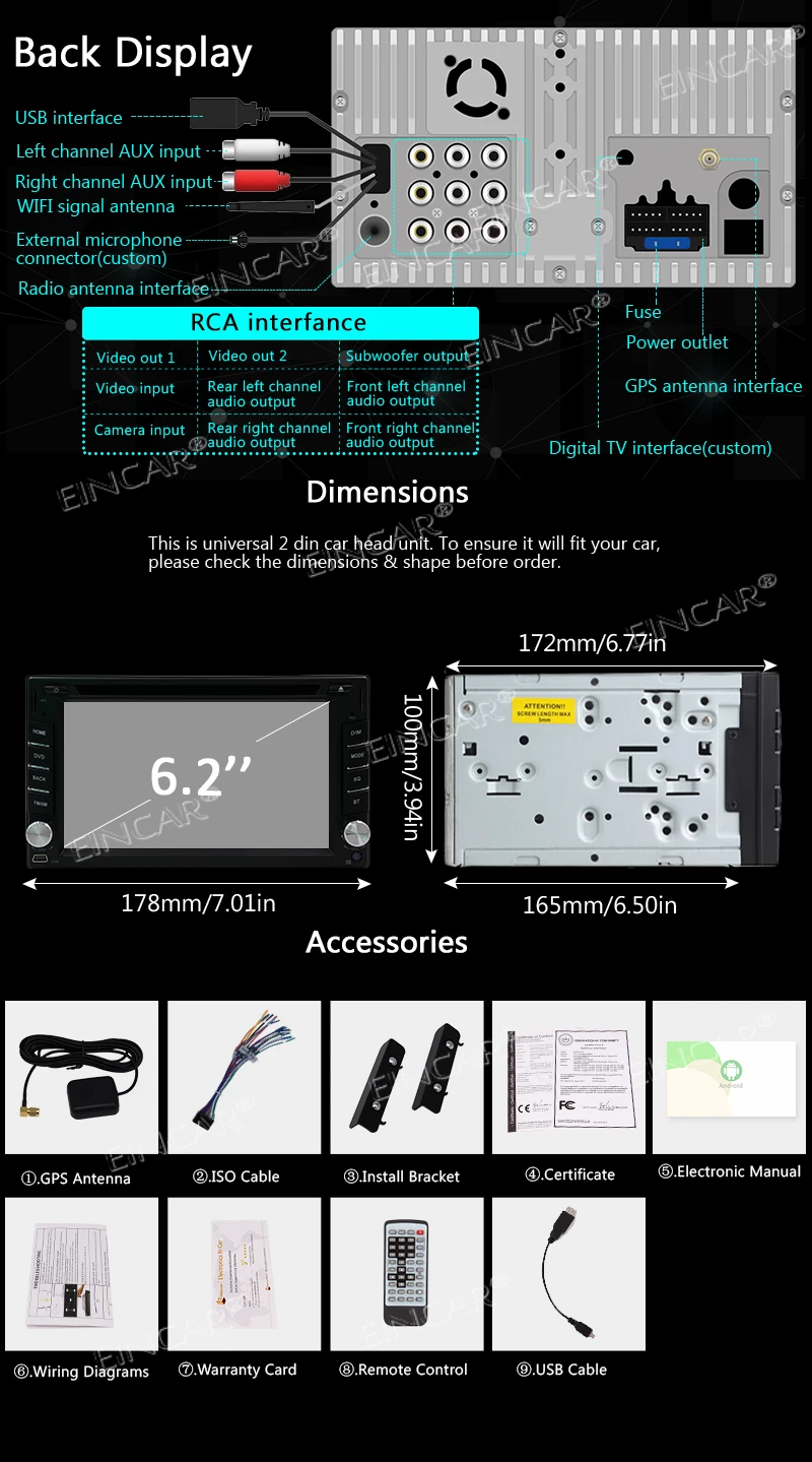 Flash Deal Android 8.1 Oreo Touchscreen Car Stereo EinCar 2 Din in Dash Car DVD Radio Video Audio Player with Automotive Entertainment 5