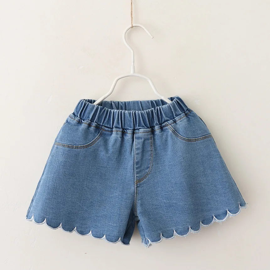 Toddler Girl Denim Shorts Wave Hem Kids Girl Jeans Shorts Summer Kids