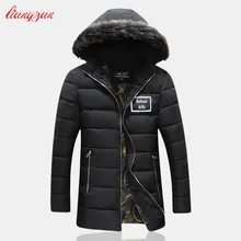 Мужские толстовки, пальто брендовый дизайн, зимние теплые зимние хлопковые парки средней длины, Повседневная тонкая Толстая шляпа, съемные пальто F2363