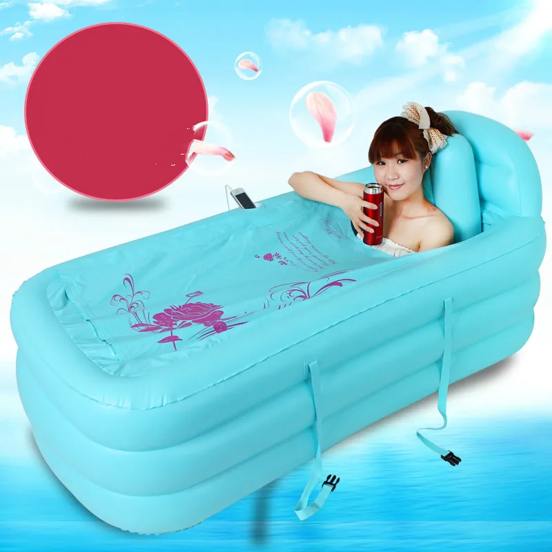 Сохранение тепла утолщение надувная ванна для взрослых складной ванны ванна ведро синий