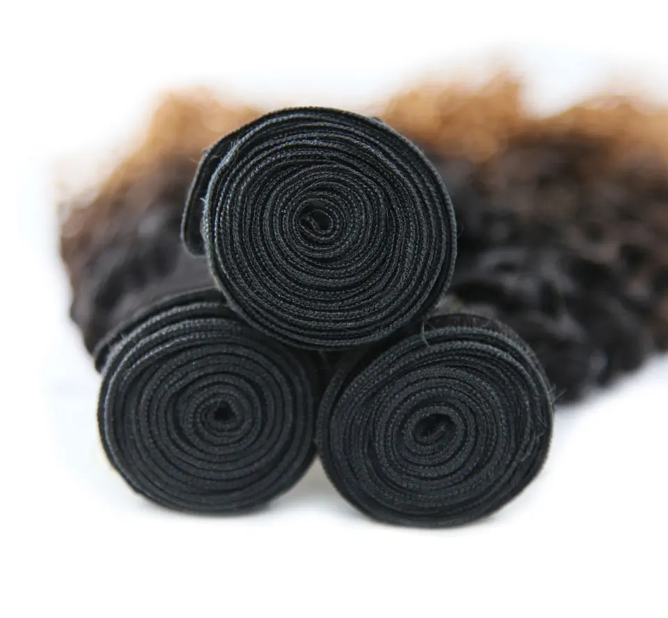 Hair Villa Brazilian Remy Deep Wave Ombre Hair 1pc 1B427 Human Hair Bundles Low Ratio Longest Hair PCT 15% 8-30 inch For Salon (7)