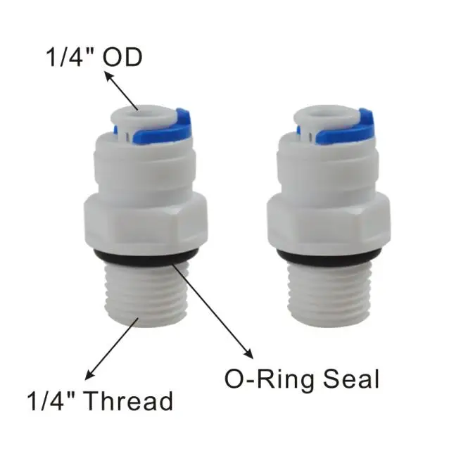 Штекерный соединитель 1/" резьба x 1/4" OD быстроразъемные детали для водяных фильтров и систем RO-8 шт. в упаковке
