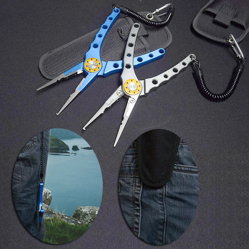 

New Durable Aluminium Fishing Pliers Cutting Line Cutter Hook Remover With Bag Corrosion Resistant Tackle Tool alicate de pesca