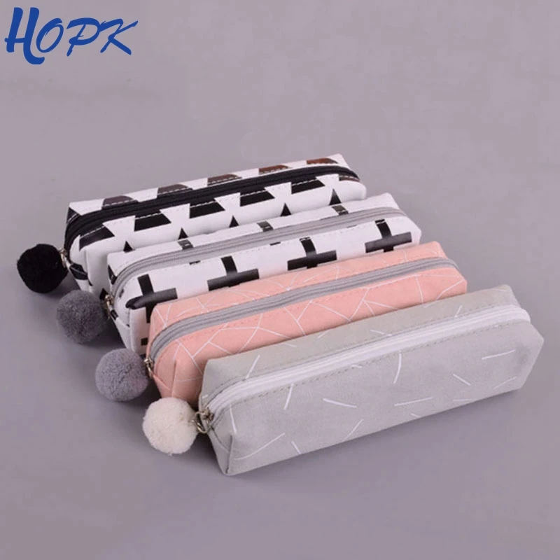 

New Concise Solid color Girls student pencil case school pencil cases for girl stationery canvas pencil bag estojo escolar