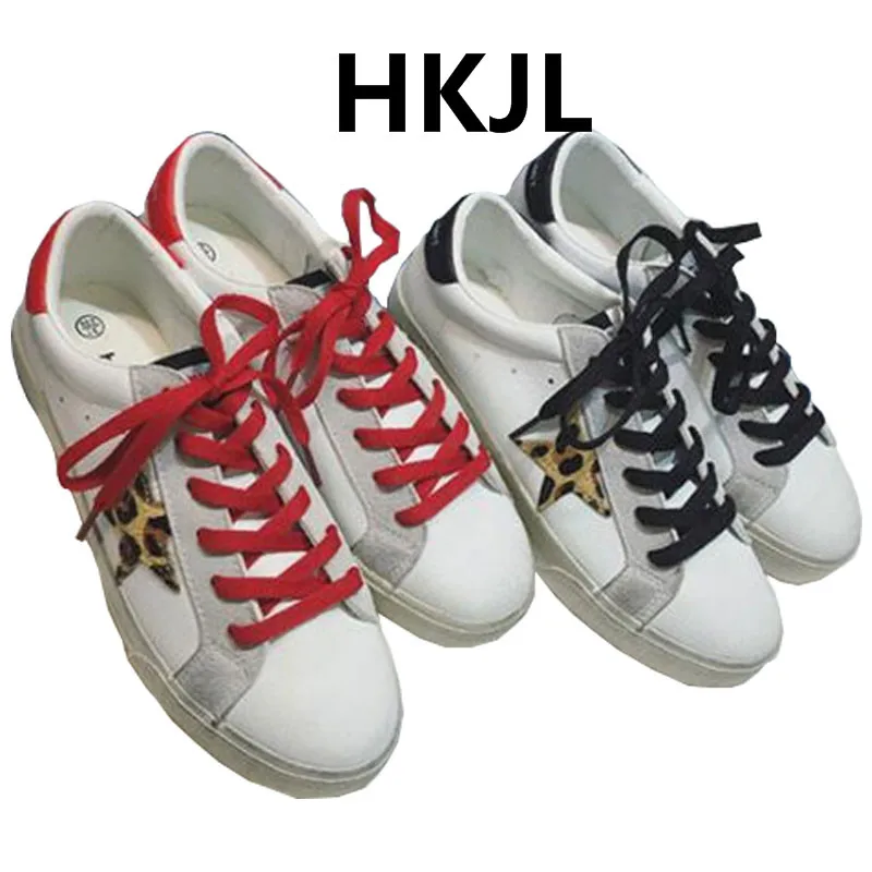

HKJL spring new European and American style female student net red wild leopard canvas shoes