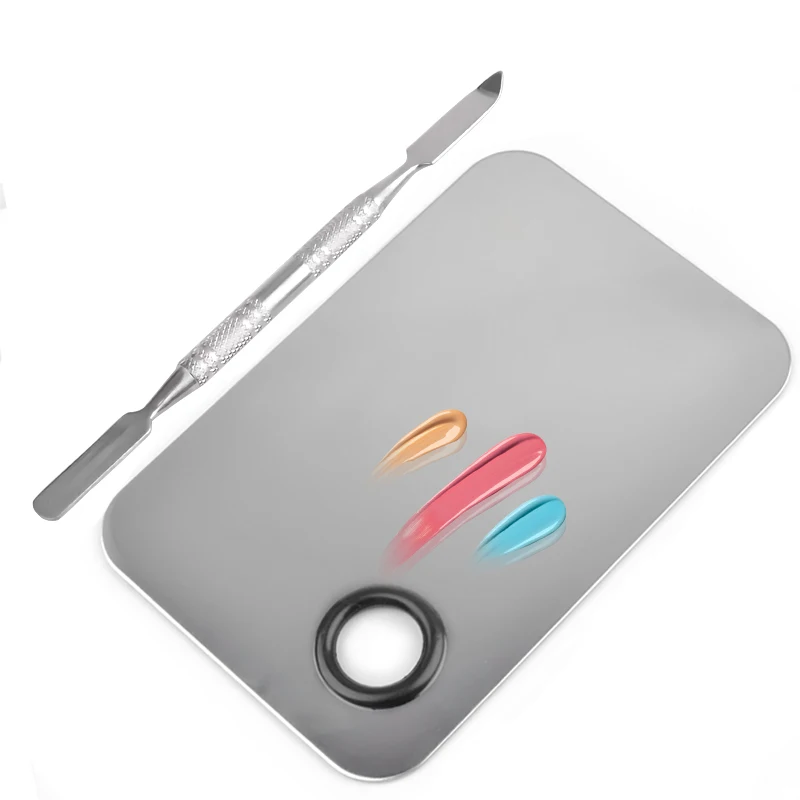 

Nail Art Palette Gel Polish Powder Paints Mixing Steel Plate Dual End Rod Spatula Manicure Set Tool New Tips Design Accessories