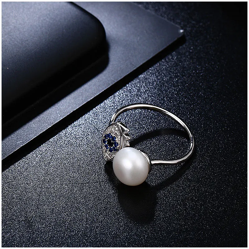 Hongye, Настоящее натуральное пресноводное жемчужное кольцо на палец, 925 пробы Серебряное кольцо для женщин и мужчин, Винтажное кольцо