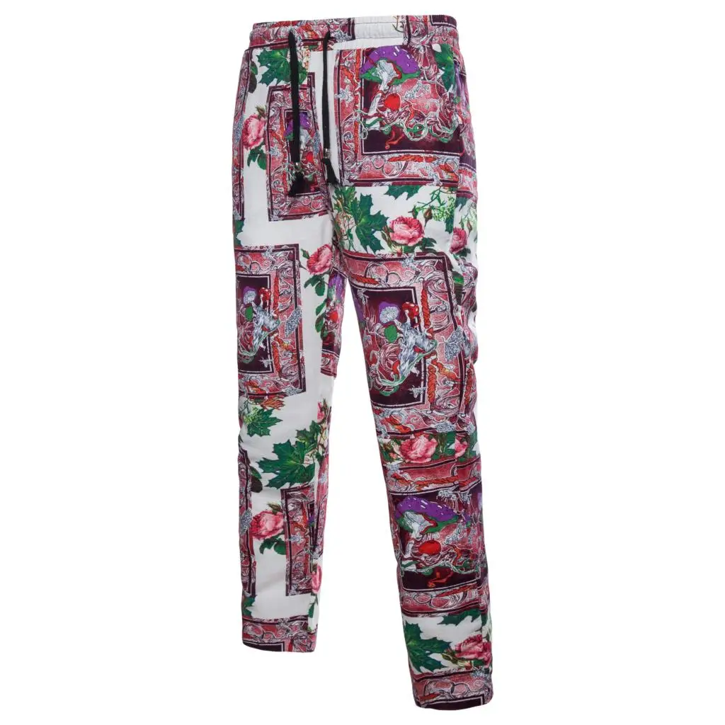 Весенние мужские брюки с Кулиской мужские льняные модные повседневные тонкие Национальные Стильные многоцветные брюки с цветочным