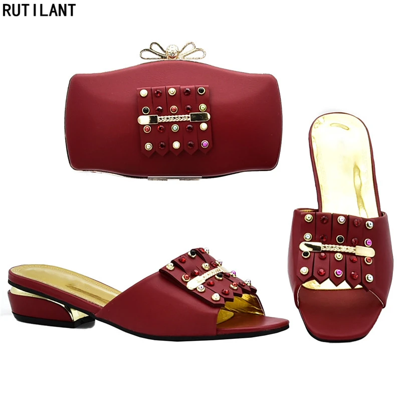 

Latest Design Shoes and Bag Set African Sets 2018 Italian Matching Shoe and Bag Set with Appliques African Shoes and Bag Sets