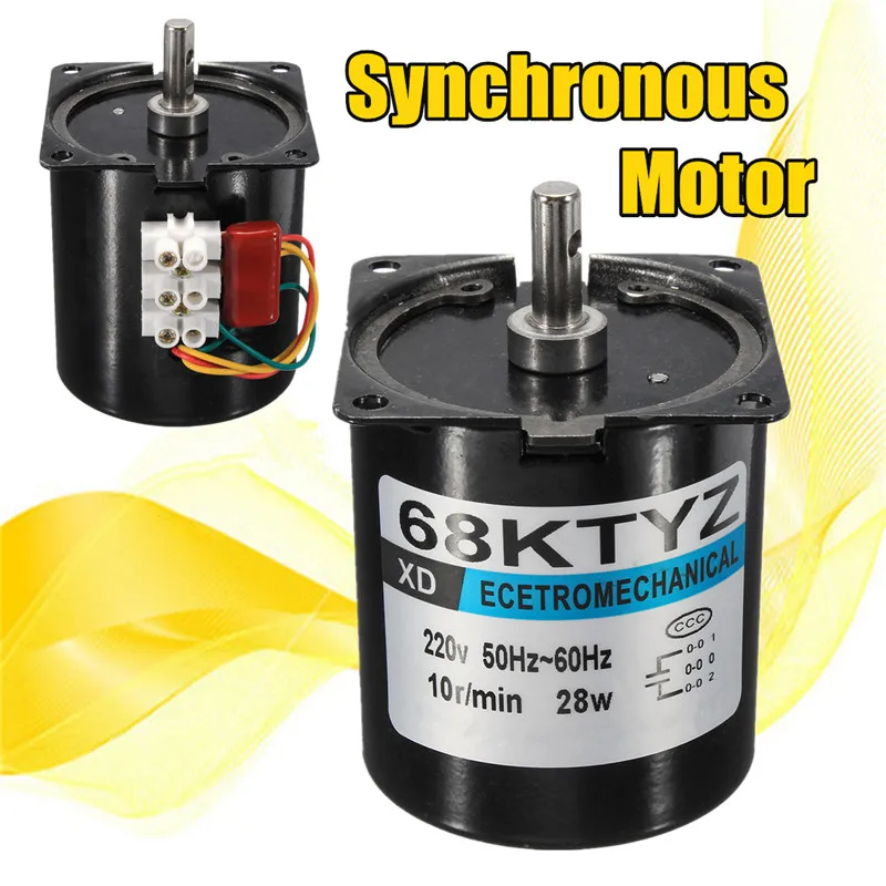 

1Pcs 68KTYZ Micro Gear Motor AC 220V 28W 10r/min Large Torque Permanent Magnet Synchronous Gear Motor D-Type Shaft