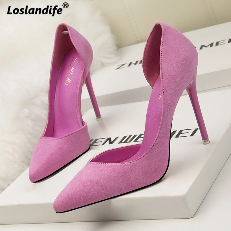 

High heels Women pumps wedding shoes Ladies heels Women's Flock red bottom 2019 high heels hollow sexy women pink shoe Autumn