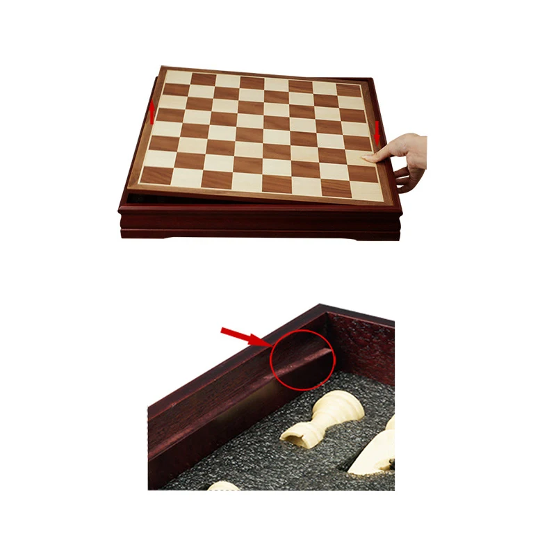 Pattern Chess Pieces Wood Coffee Table Professional Chess Board Family Game Set Traditional Game qenueson