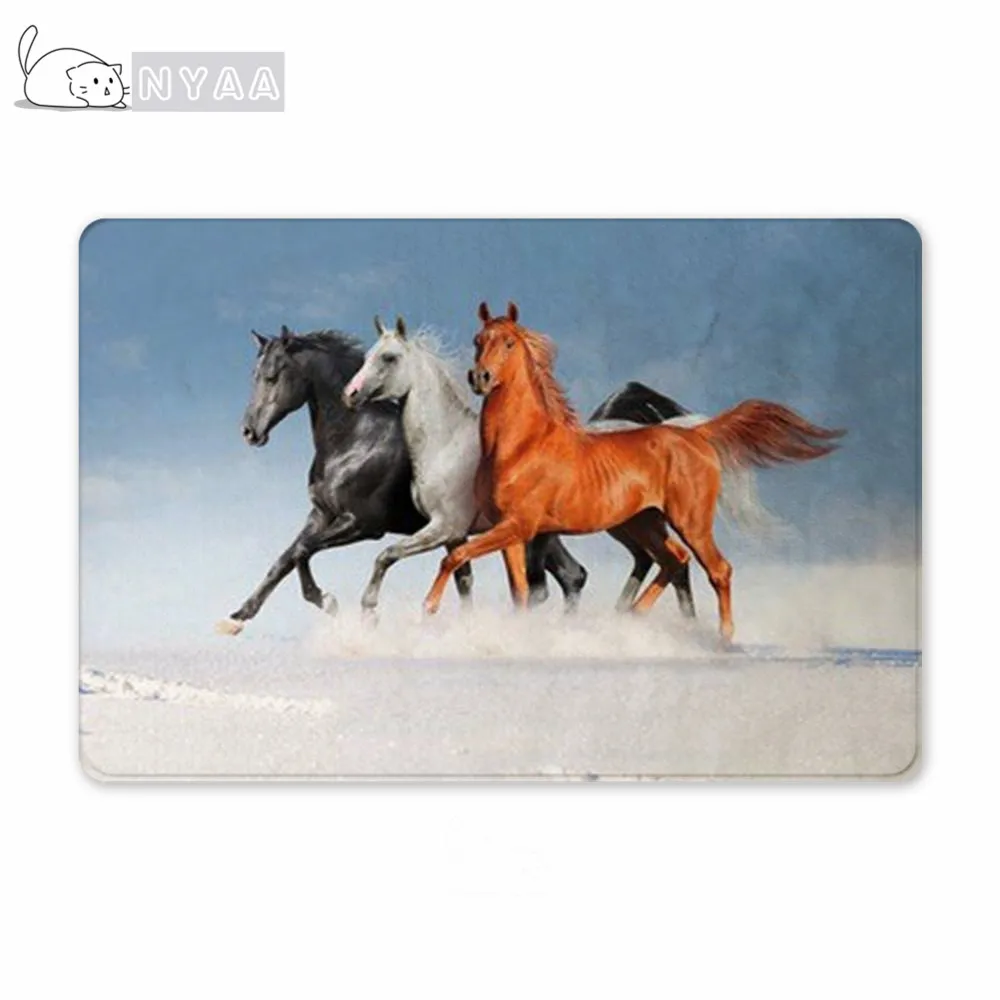 

Nyaa Creative Horses Floor Mat Brown Horse Running Anti-Slip Carpet Home Decor For Kitchen Living Room Bathroom Doormats