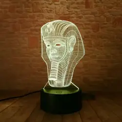 Египет Сфинкс Рисунок Игрушки 3D Иллюзия светодиодный ночник световой цветной сенсорный фея света Модель