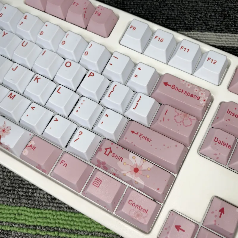 Cherry Blossom Keycaps полный набор механических клавишных колпачков PBT 5 для сублимации лица Keycap для всех Sakura Keycap Set