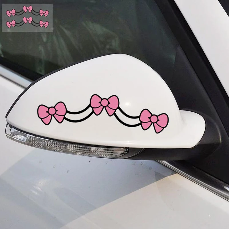 

Car Sticker 2PCS/Lot Hello Kitty Bowknot Decal Lovely Styling Car Accessories Rearview Mirror Sticker Motorcycle Sticker