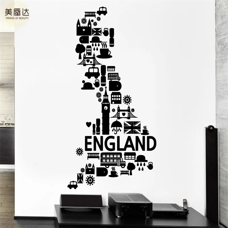

Wall Decal England London Big Ben Rain United Kingdom Bus Vinyl Stickers