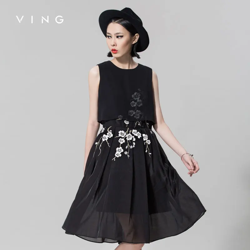 Buy VING Women New Arrival Embroidered Chiffon One