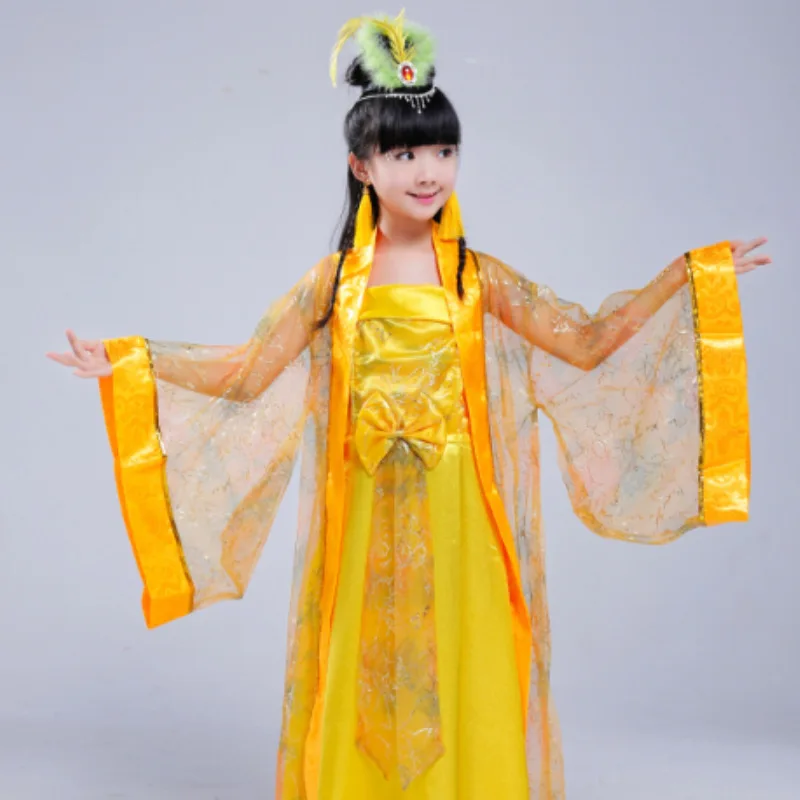 

Children's Clothing Yellow Clothing Hanfu Girls Fairy Stage Performance Costume Photography Costumes Performance Clothing
