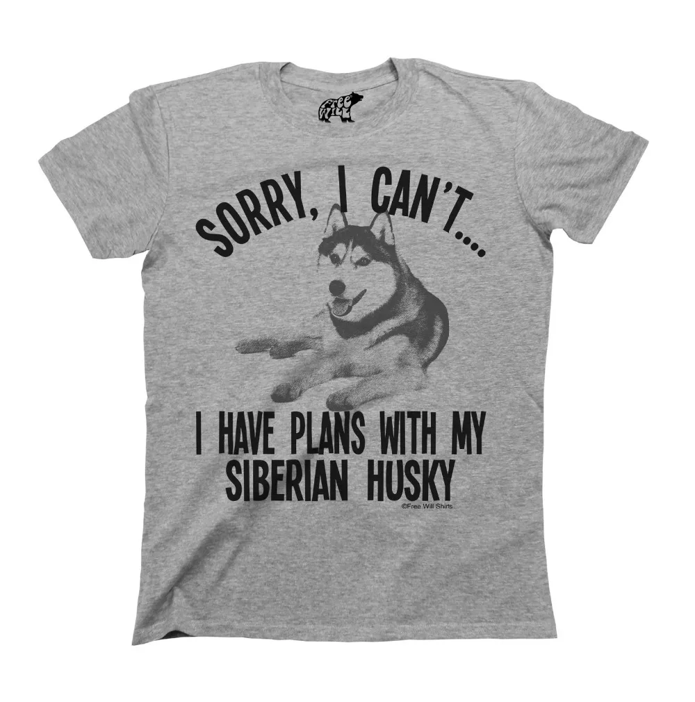 Мужская хлопковая футболка с круглым вырезом Sorry I Cant Have Plans With My Siberian Husky Dog новинка