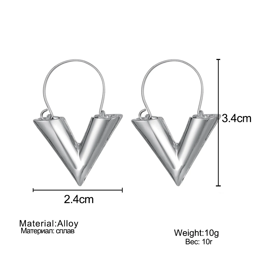 Vienkim Новые простые металлические серьги в форме буквы V, круглые висячие серьги в стиле панк, женские серьги в этническом стиле, креативный подарок